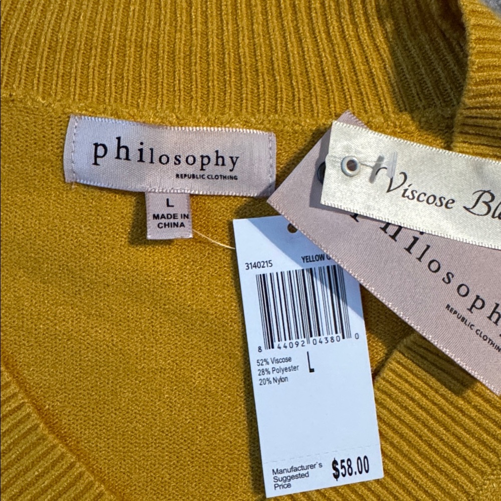 Philosophy Mustard V-Neck Sweater - Picture 2 of 4
